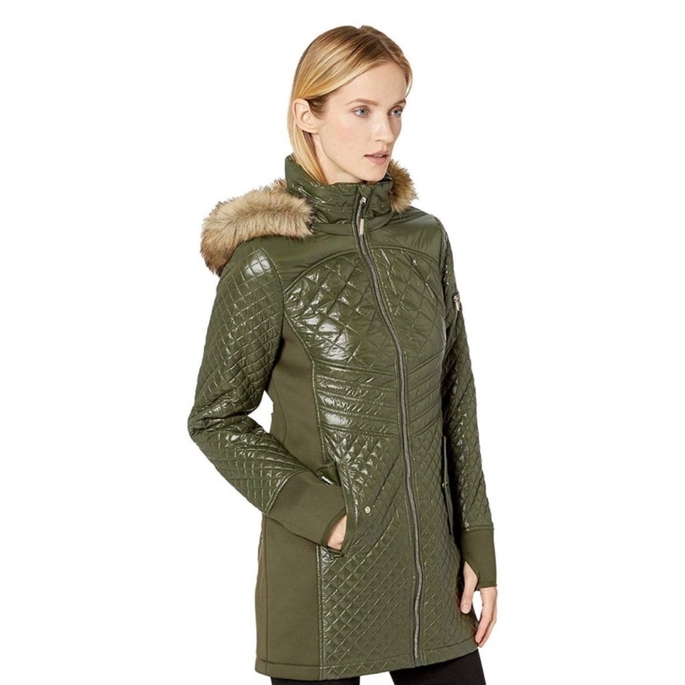 Michael Kors olive quilt coat sizes:S